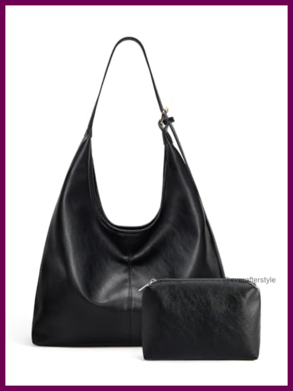 Hobo Bag Vegan Leather Slouchy Shoulder Crossbody Purse with Pouch